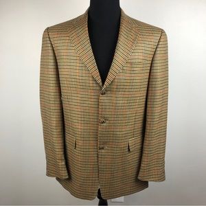 Hart Schaffner Marx Gold Trumpeter Blazer Sz 41L Loro Piana Houndstooth Cashmere